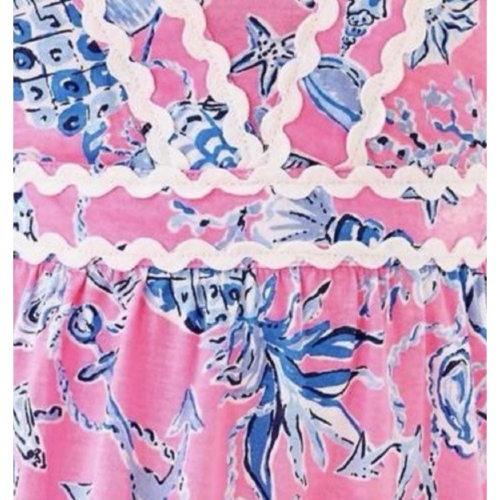 Lilly Pulitzer Girls Mini Pollie Midi Dress Pink Crab Sailboat Size Large 8-10 - Picture 4 of 7